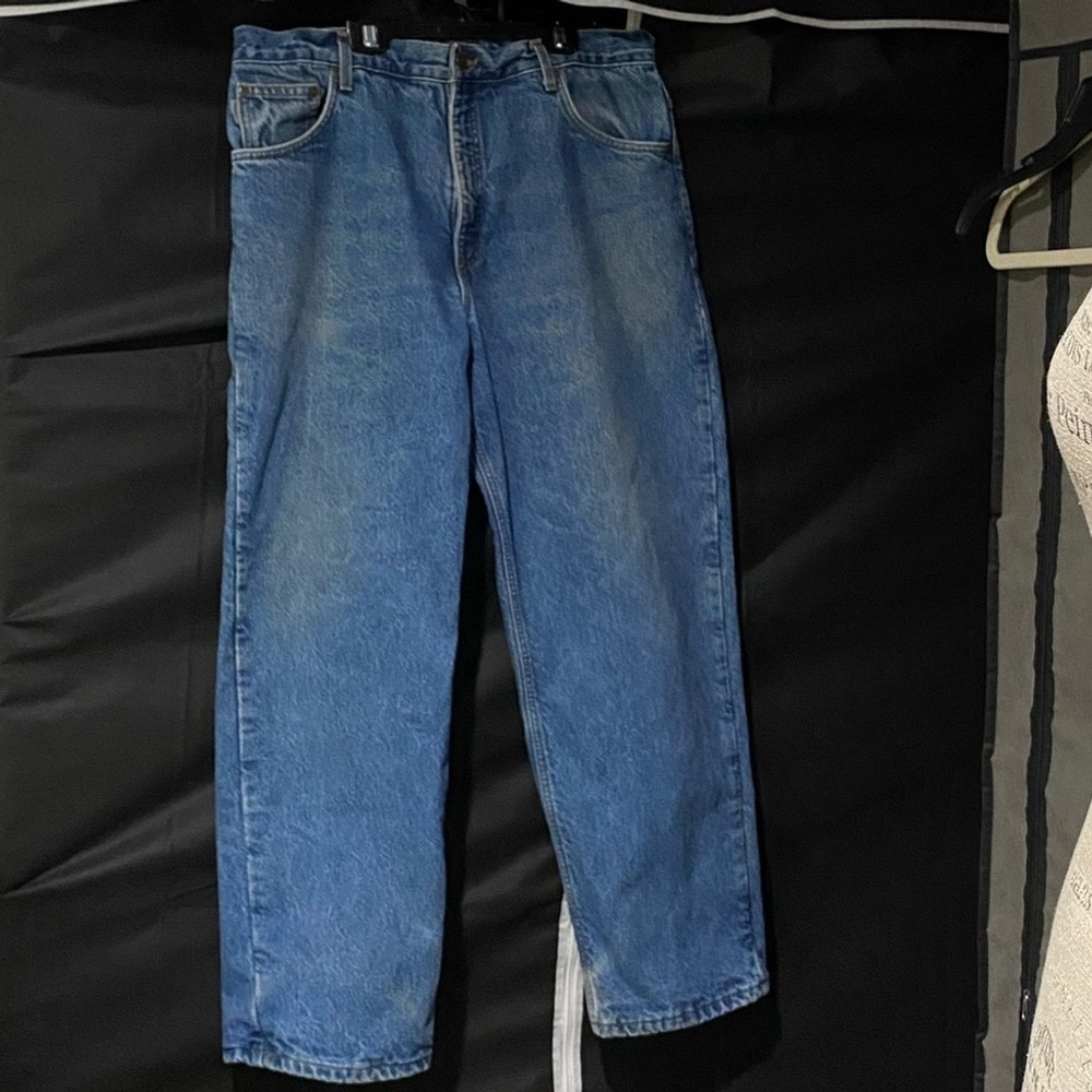 Carhartt Flannel Lined Relaxed Fit Jeans‎ Mens 36x29 Blue Denim Plaid Lined Work